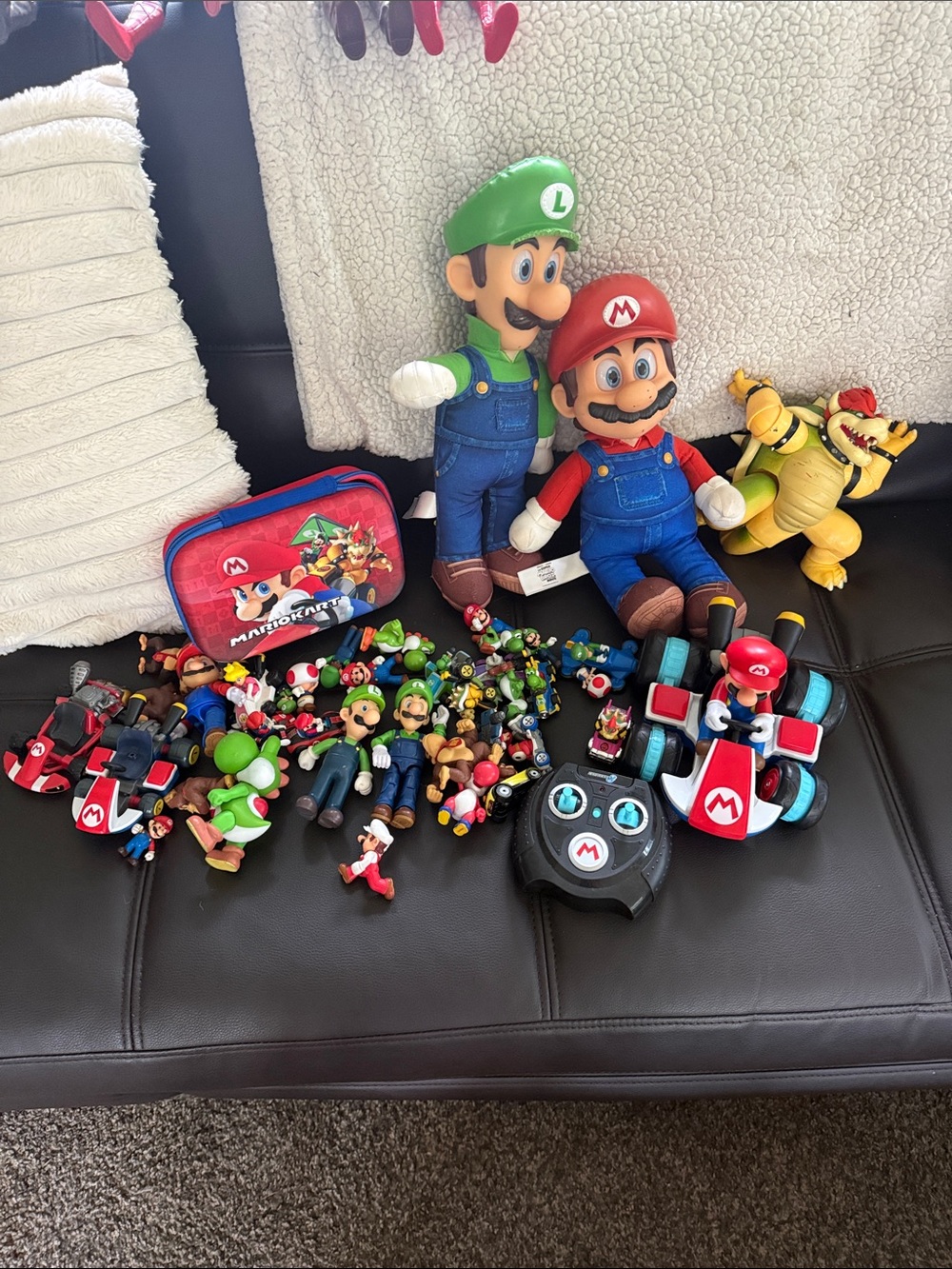 Mario & Luigi Plush and Figure Toy Bundle - Red, Green, Blue